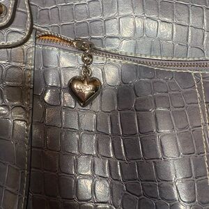 Kathy Van Zeeland Metallic Blue Croc-Embossed bag.